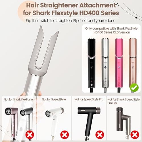 AFDD Hair Smooth Attachment for Shark Flexstyle HD400 Series, Gentle Airflow Smooth Nozzle for Shark Flex Style, Hair Straightener Replacement Part from Curly Wet to Straight Smooth Sleek Shiny Hair thumbnail 2