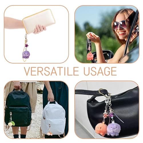 Tizee Cute Plush Keychain 1 Pair - Mini Ocean Animals Bag Charm Gift for Handbags Purses Backpacks, and Car Keys thumbnail 3