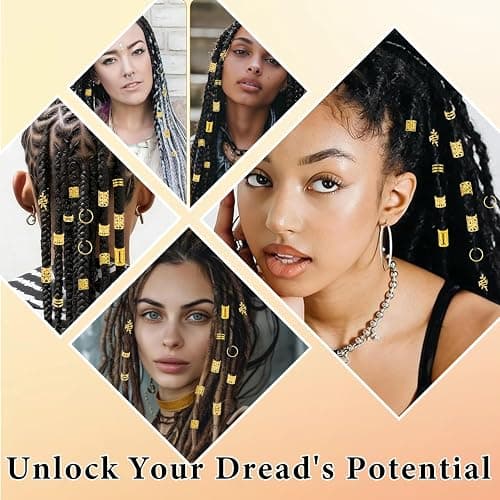 Hezoruo 220Pcs Gold Hair Clips for Braids and Dreadlocks, Adjustable Metal Hair Cuffs Rings Charms for Women, Bohemian Style Braiding Decoration Jewelry for Festival Party thumbnail 3