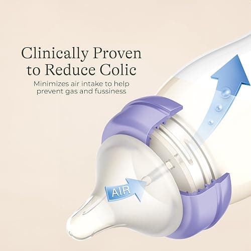 Lansinoh Anti-Colic Baby Bottles, BPA-Free Plastic, 8 Ounces, 3 Count, Medium Flow Nipples (Size M), Breastfeeding Bottle with NaturalWave Design, Baby Essentials thumbnail 5