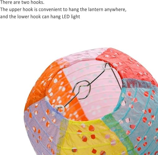 Metany 10PCS Paper Lanterns Variety Color Vibrant Paper Lanterns 6inches with LED Lights, Winter Melon Shape, Not Water Resistant thumbnail 6