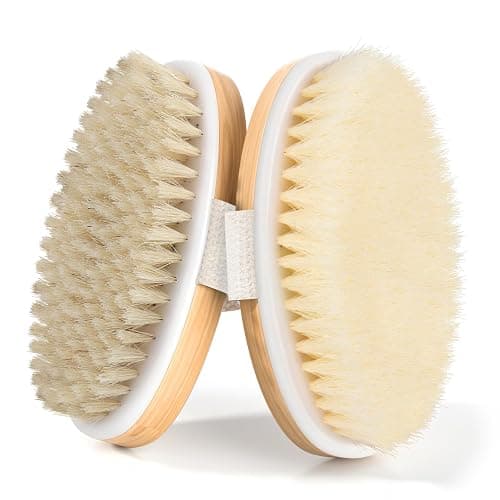 2 Pack Dry Brushing Body Brush, Natural and Soft Bristle Shower Brush for Body Cleaning, Exfoliating Bath Brush for Lymphatic Drainage Improve Circulation, Body Exfoliator Scrubber for Women Men - Image 1