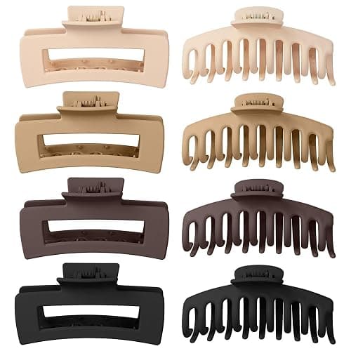 Mecool 8 Pcs Hair Claw Clips for Women Ponytail Holder Headwear Hair styling Accessories for Straight, Curly, Wavy Hair | Non Slip Hair Clips Women | Hair Products | Big Claw Clip Set - Image 1