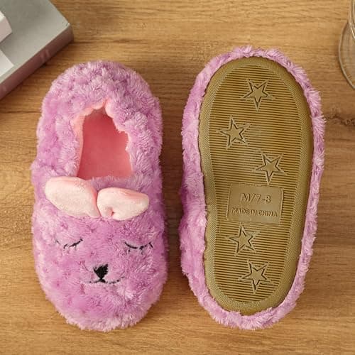 Csfry Baby Girl's Premium Soft Plush Slippers Cartoon Warm Winter House Shoes thumbnail 2