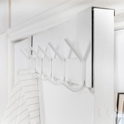 WEBI Over The Door Hooks,Over Door Towel Rack,Door Hanger,Door Coat Hanger,Door Coat Rack,Door Hooks for Hanging Clothes,Back of Door,White - White - 1 Pack thumbnail 7