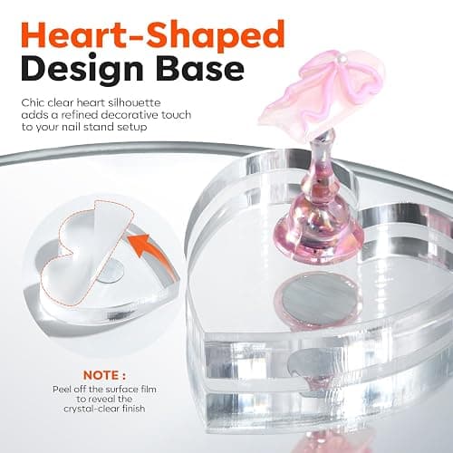 Modelones Nail Stand, Wider Display Base for Press Ons Nail Tips Holders | Heart Display Base Standard Pinky Nail Stands for False Nail Tips Practice Painting 100PCS Adhesive Double-sided Tape thumbnail 6