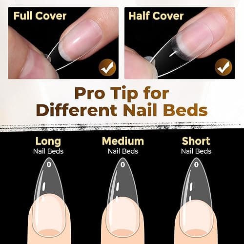 UNA GELLA Medium Stiletto Nail Tips 504PCS Clear Gel Nail Tips | Press-On Nails Stiletto Full Cover Pre-Etched Fake Acrylic Nails Sturdy for Nail Extensions Home Art Salon 12 Sizes thumbnail 7