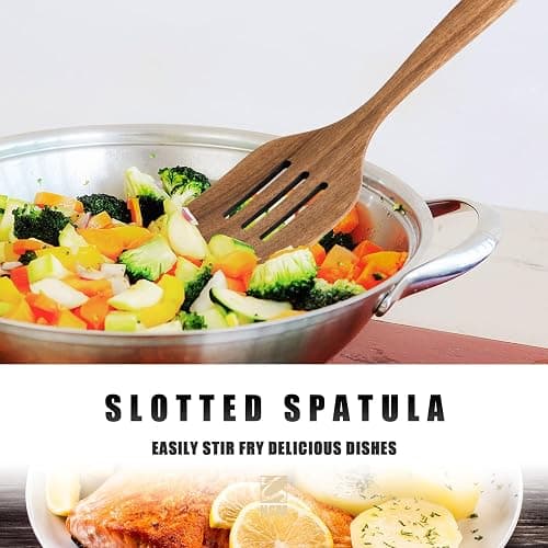 HSM Wooden Spoons for Cooking – 10-Piece Wooden Utensil Set, Non-Stick Safe, Easy-to-Clean Natural Acacia Wood Kitchen Utensils, Ideal for Cooking, Stirring, and Serving at Home thumbnail 5