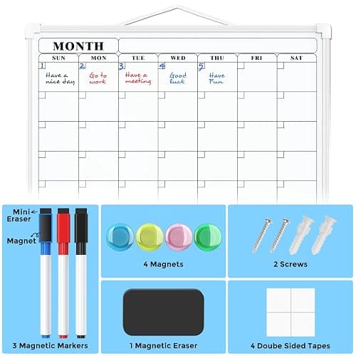 MaxGear Monthly Calendar Dry Erase Board for Wall, 16"x12" Small Hanging Double-Sided White Board, Portable Whiteboard for Planning, Drawing, Memo, to Do List, School, Home, Kitchen, Office thumbnail 5
