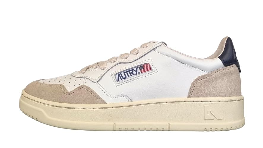 AUTRY Scarpe Sneakers Unisex in Pelle e camoscio LS21 Bianco Nero Beige - Image 1