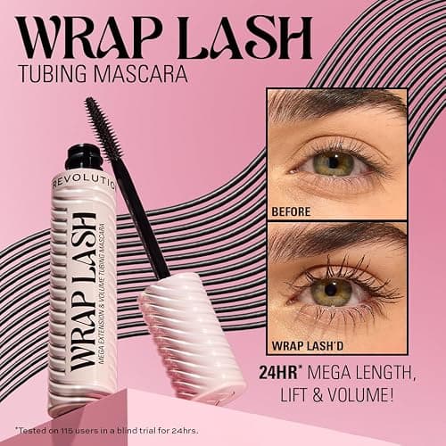 Revolution Beauty London, Wrap Lash Tubing Mascara, Smudge-Proof & Water-Resistant for Length & Volume, Vegan & Cruelty-Free, Black, 0.28 fl oz thumbnail 4
