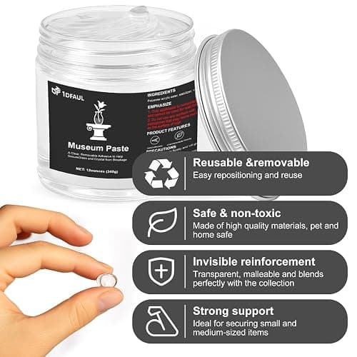 1DFAUL 12 oz Exhibits Fix Gel for Museum, Removable Museum Paste Putty Wax | Clear, Reusable & No Residue, Fixed Collection Artifacts and Decorations to Prevent Vibration, Falling thumbnail 4