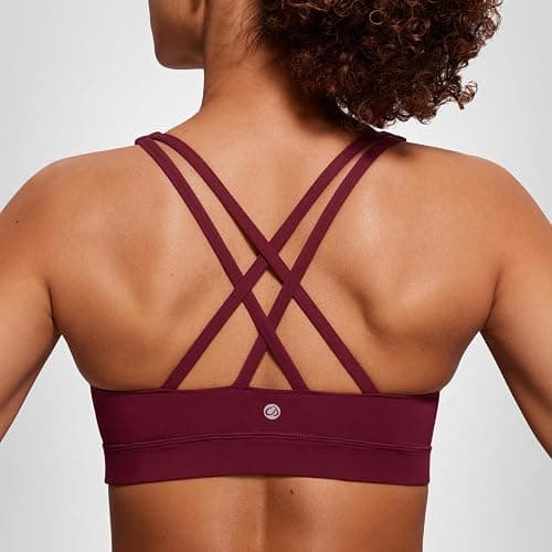 CRZ YOGA Naked Feeling Strappy Sports Bras | Medium Support, Removable Pads, Yoga, Sleek, Scoop Neck, for Women thumbnail 6