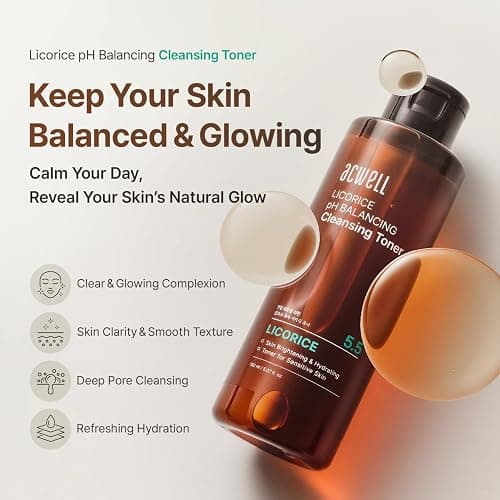 ACWELL Licorice pH Balancing Cleansing Toner 5.07 fl.oz. - PH5.5 Hydrating Makeup Cleansing Astringent - Skin Clearing, Reduce Pigmentation, Acne and Dark Spots thumbnail 2