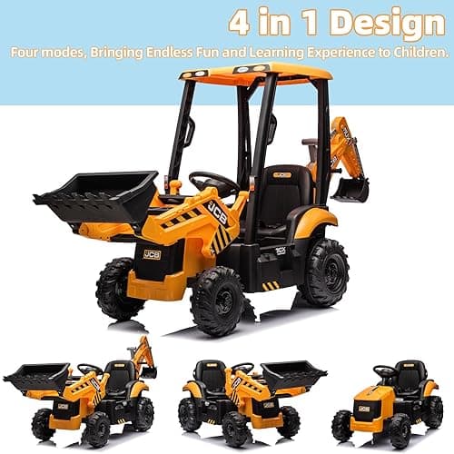 Sesslife JCB Ride on Excavator, Kids Ride on Car with Remote Control, Electric Vehicle with Front & Back Loader for Kids Aged 3-8 Years, Soft Start Function, Three Types of Transformable (12, Volts) thumbnail 4