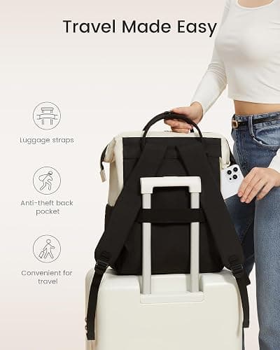 LOVEVOOK Laptop Backpack for Women, 15.6 Inch Work Business Backpacks Purse With Large Capacity, Waterproof Nurse Bag College Bookbag for School, Waterproof Casual Daypack for Travel thumbnail 8