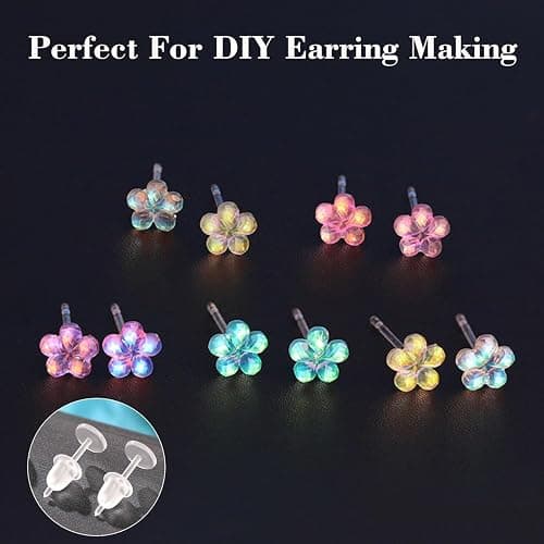 Formulen 5mm Plastic Earrings for Sports - Clear Post Studs, Flat Silicone Rubber Earrings for DIY thumbnail 4