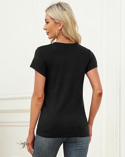 Memorose Womens Short Sleeve Tops Summer T Shirts Round Neck Causal Fashion Basic Tee thumbnail 4