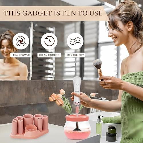 RICRIS Electric Makeup Brush Cleaner and Dryer Machine - Super Fast Clean and Dry Make Up Brushes - Automatic Cosmetic Brush Spinner Washer Tools thumbnail 6