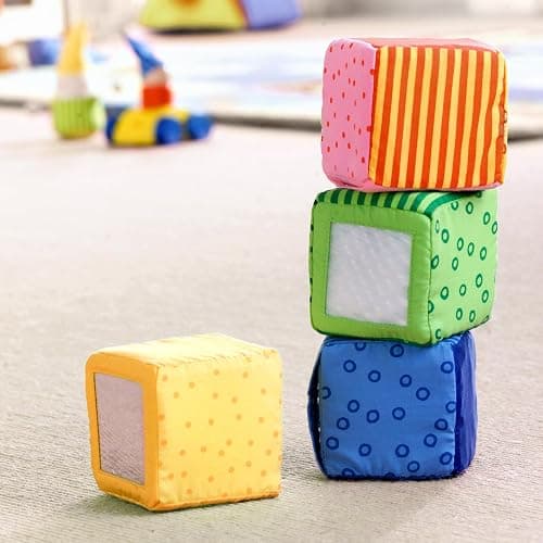 HABA Soft Blocks for Babies 6-12 Months, Happy Quartett Sensory Toy Features a Unique Sound & Texture in All 4 Baby Blocks for 6-12 Months thumbnail 4