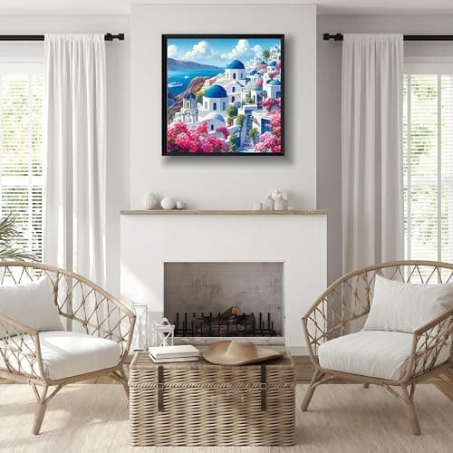 CSZPPQAF 5D Diamond Painting Kits for Adults, Santorini Coast Landscape Diamond Art Kits for Adults Beginner, DIY Full Drill Gem Art Paint by Diamonds Dots Crafts Kits for Home Decor 13.7x13.7Inch thumbnail 2