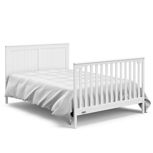 Graco Hadley 5-in-1 Convertible Crib with Drawer – GREENGUARD Gold Certified, Fits Standard Crib Mattress, Converts to Toddler Bed, Daybed and Full Bed, 4 Adjustable Mattress Heights (White) thumbnail 16