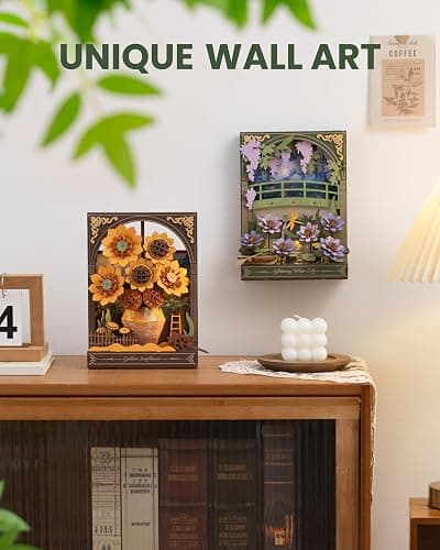 rowood Water Lily 3D Puzzle Building Set with LED,DIY Monet Wall Art Craft Kits for Adults,Home Decor Botanical Collection Gift on Christmas thumbnail 7