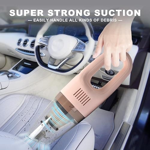 Portable Handheld Vacuum Cleaner Cordless, Cleaner for Dirt Home Pet Hair, Car Interior Dust, Power Suction Lightweight Stylish Hand Vacuum (Pink) thumbnail 4