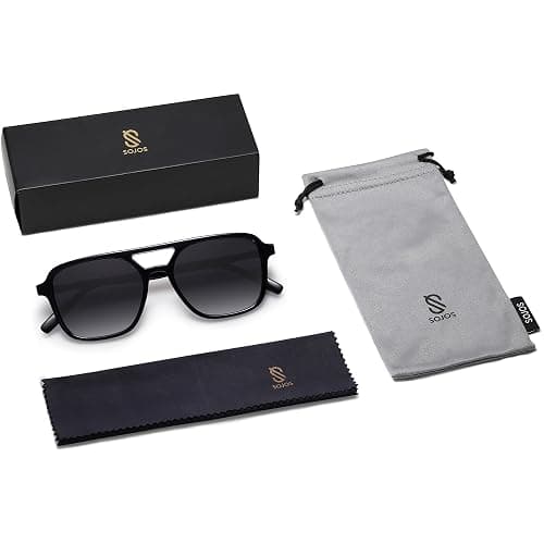 SOJOS Retro Aviator Sunglasses for Women Men,Trendy Rectangle Womens Mens Shades Sun Glasses SJ2202 thumbnail 7