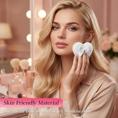 Body Powder Puff and Container Powder Container with Puff Crystal Case Soft Washable Reusable Velour Face Body Wet Dry Makeup thumbnail 7