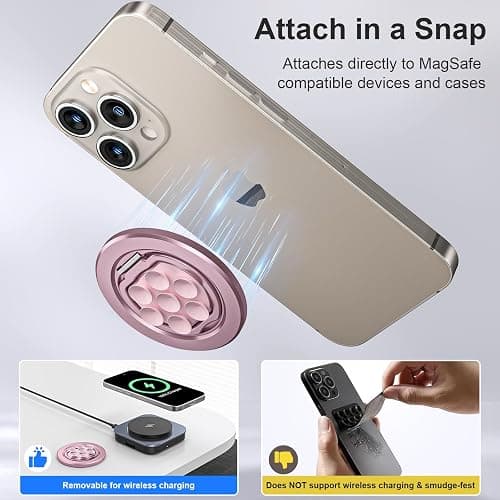 Magnetic Suction Cup Phone Mount Ring Holder for Mag Safe, Strong Grip Phone Stand for Mirror Selfies & TikTok Videos, 360° Rotatable Fidget Gadget for iPhone 16/15/14/13/16 Series thumbnail 5