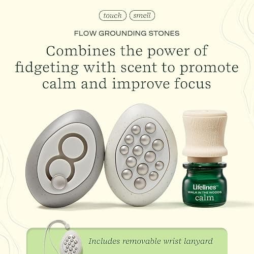 Lifelines Scent-Infused Grounding Stones, 2-Pack, Flow Pack - Portable Fidgets for Adults with Essential Oil Blend & Diffusion Stones for Sensory Immersion - Calming Waterless Passive Diffuser thumbnail 2