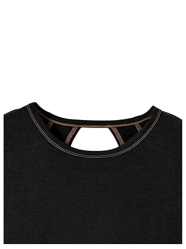SOLY HUX Women Open Back Tops Workout Backless Tee Casual Athletic Shirts Short Sleeve Oversized Gym T Shirt thumbnail 4