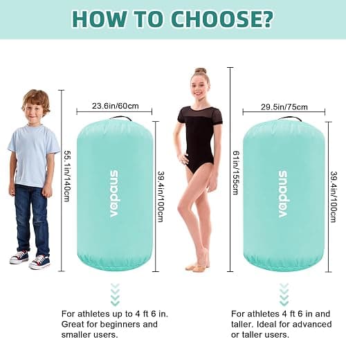 Vapaus Gymnastics Air Barrel Inflatable Tumbling Roller Mat Back Handspring Trainer Air Tumbler Octagon Barrel Gymnastics Equipment for Tumble Track Cheerleading Yoga Training Durable AntiSlip Double Seal Without Pump thumbnail 6