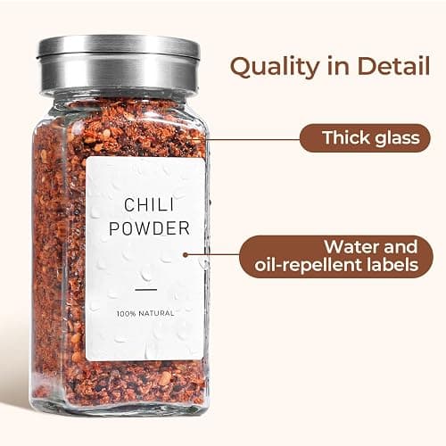 ComSaf Spice Jars with Lids & Labels 24 Pack, 120ml Square Small Glass Spice Containers with Adjustable Stainless Steel Shaker Tops & Funnel, Herb Jars Seasoning Jars for Rack, Drawer, Organiser thumbnail 7