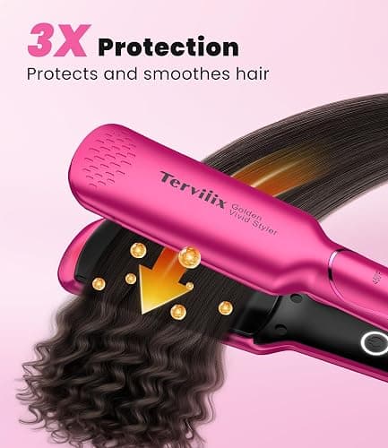 Terviiix Flat Iron Hair Straightener, 1-3/4 Inch Wide Plate, Ceramic & Tourmaline for Smooth, Salon-Grade One-Swipe Results | Gently Straightens Thick, Curly, Black & Natural Hair, Professional Heat thumbnail 3
