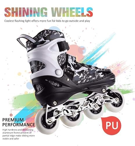 Kuxuan Boys Adjustable Inline Skates with Light up Wheels, Fun Illuminating Skates for Kids Girls Youth thumbnail 5