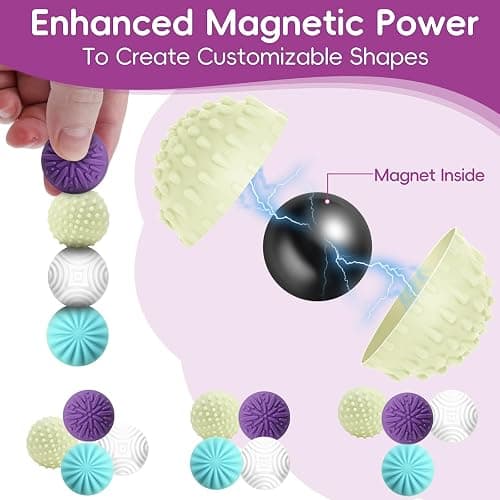 4 PCS Silicone Magnetic Balls Fidget Toys for Adults & Teens,Stress Relief Sensory Toys for Autism ADHD Anxiety,Fun Textures Gadgets,Office Desk Toy,Stocking Stuffers for Women Men Teen Gift thumbnail 3