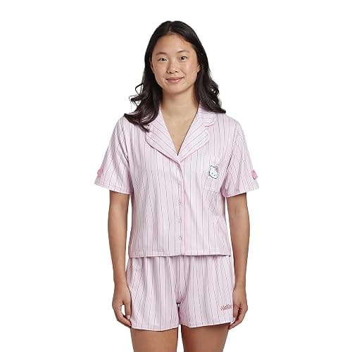 Bioworld Hello Kitty Character Face Women's 2-Pack Shirt & Shorts Pajama Set - Image 1