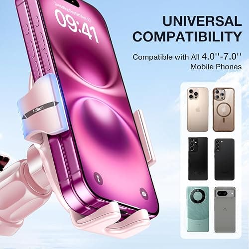 Miracase Phone Holder for Car Air Vent, Stability via Clip & Metal Hook Car Phone Holder Mount, 360°Cell Phone Holder Car Mount Fits iPhone 17 16 15 Pro Max 14 Samsung and All Phones thumbnail 4