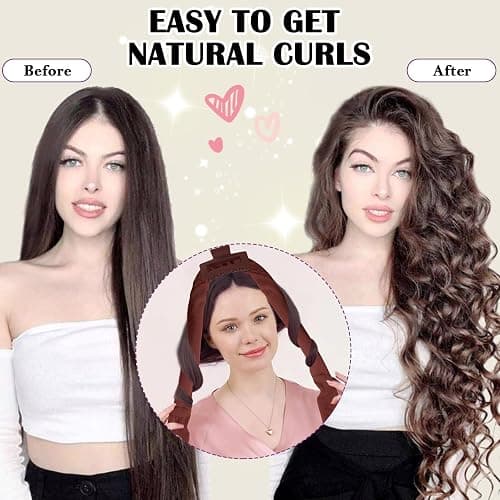ZILAMPU Hair Curler, 70' Soft No Heat Curling Headband Wrap for Overnight Curls, Women Long Wave Curl Hair Rollers - Reddish Brown, 9 PCS Curling Rods Gifts Set thumbnail 4