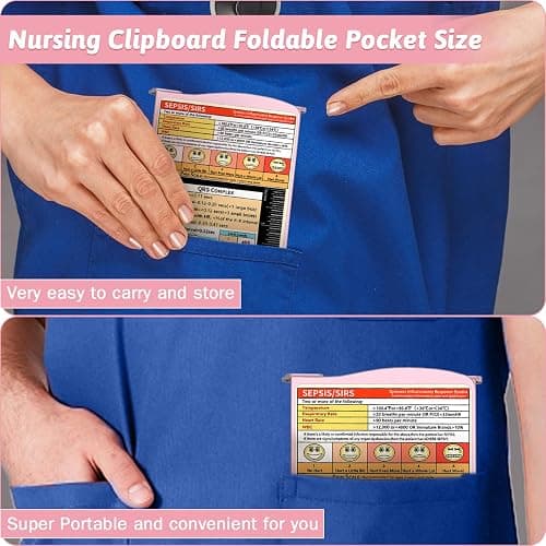 Nursing Clipboard Foldable Clipboard Medical: Edition Cheat Sheets Aluminum 3 Layers Foldable Clipboards Nursing Pocket Size Profile Clip Nurse Clipboards Notepad for Nurses Students and Doctors thumbnail 2