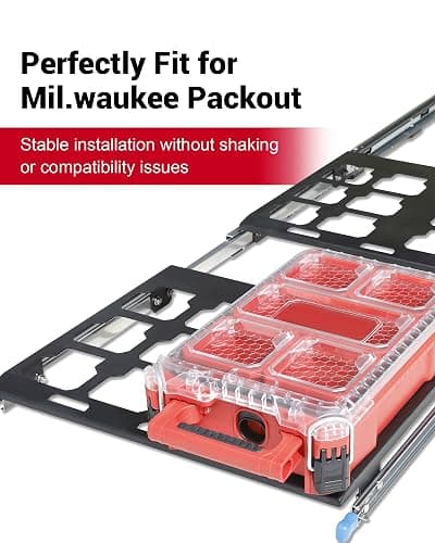 Mounting Plate with 40" Slide Rail Compatible with Mil.Waukee, with Powder Coat, Holds Up to 4 Boxes for Tool, Fit for Truck Vans & Trailers thumbnail 5