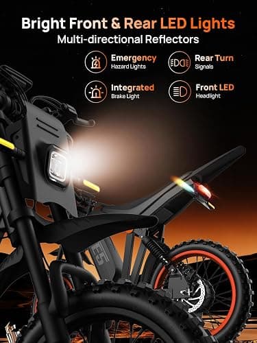 Tietie Electric Dirt Bike, 1500W Peak Electric Motorcycle with 48V 20AH Battery, Full Disc Brake and Suspensions, 50-Mile Range, 32 MPH, LCD Display & NFC Start, Off-Road E Dirt Bike thumbnail 8