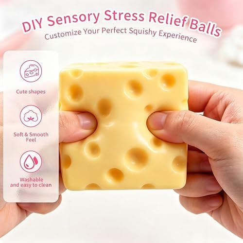 4PCS Cheese Squishy Skin, TPR Fillable Peanut Empty Squishy Skin with Plugs | DIY Peanut & Cheese Empty Squishies Skins, Food Squishies, Adult Stress Relief Supplies For Handmade Squeeze Balls thumbnail 6