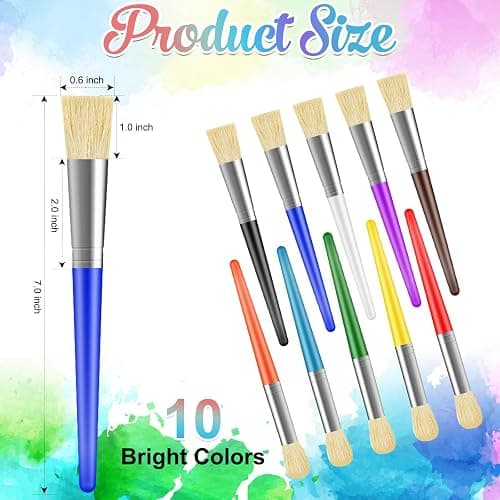 Paint Brushes for Kids, 10 Pcs Big Washable Chubby Toddler Paint Brushes, Easy to Clean & Grip Round and Flat Preschool Paint Brushes with No Shed Bristle for Acrylic Paint, Washable Paint thumbnail 3
