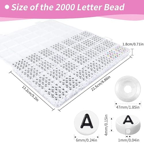 I LOVE MOM 2000 Stück Perlen zum Auffädeln, Buchstabenperlen A bis Z Schwarz Bunt Herzperlen, Alphabet Perlen für Armbänder für DIY Armbänder Bastelset Schmuckherstellung thumbnail 3