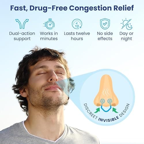 Mentholated Nasal Dilators for Breathing, Congestion, and Snoring - 28 Count Dual-Action Nose Inserts for Daytime and Nighttime - Hidden Nostril Opener Clips Last Up to 12 Hours - Peppermint/Lavender thumbnail 2