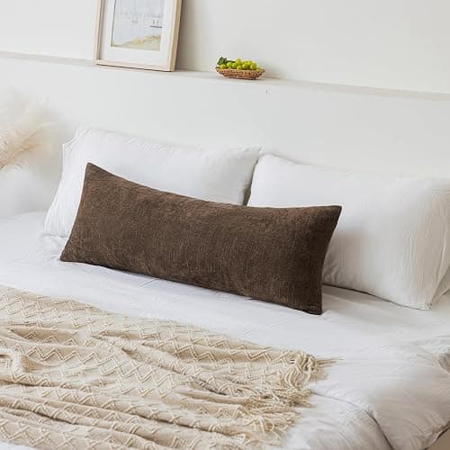 LIGICKY Lumbar Pillow Covers 14x36 Inch, Soft Textured Chenille Long Body Decorative Throw Pillow Cover Farmhouse Pillow Case for Couch Bedroom Sofa Cushion Decor, Dark Brown (Cover ONLY, Pack of 1) thumbnail 4