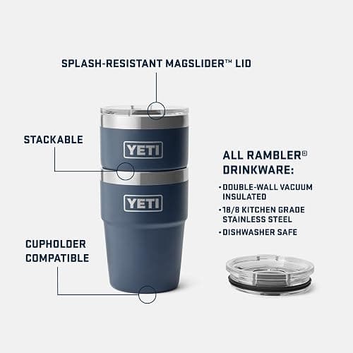 YETI Rambler Cup, Vacuum Insulated Stainless Steel Stackable Cup with Magslider Lid, White, 16 oz (473 ml) thumbnail 5